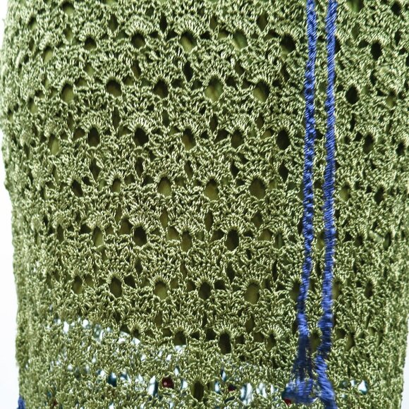 NWT St. Tropez West Crochet Midi Dress Size L Olive/Mossy Green - Picture 9 of 16